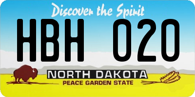 ND license plate HBH020