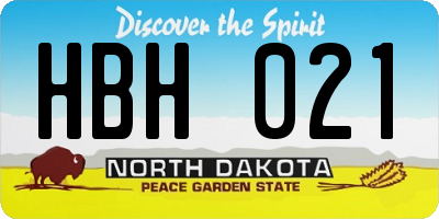 ND license plate HBH021