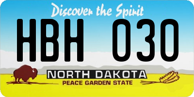 ND license plate HBH030