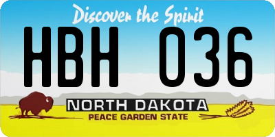ND license plate HBH036