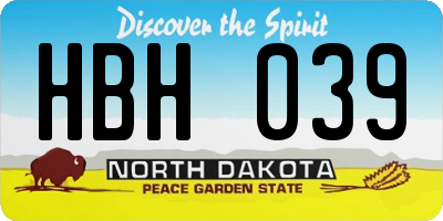 ND license plate HBH039
