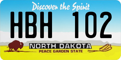ND license plate HBH102