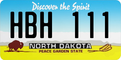 ND license plate HBH111