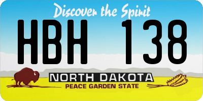 ND license plate HBH138
