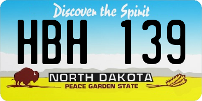 ND license plate HBH139
