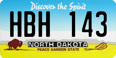 ND license plate HBH143
