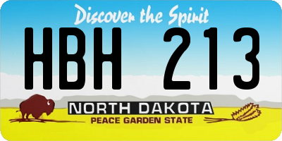 ND license plate HBH213