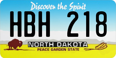 ND license plate HBH218