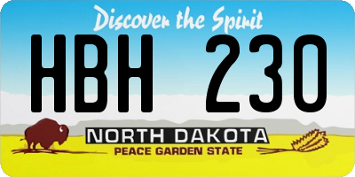ND license plate HBH230