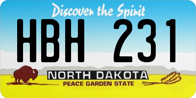 ND license plate HBH231