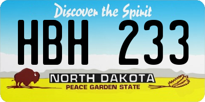 ND license plate HBH233