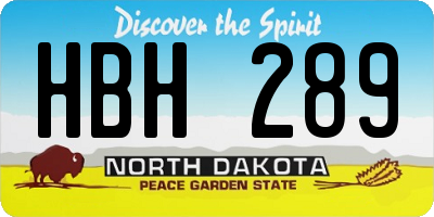 ND license plate HBH289