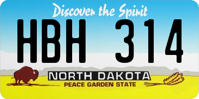 ND license plate HBH314