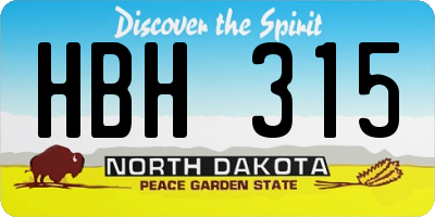 ND license plate HBH315