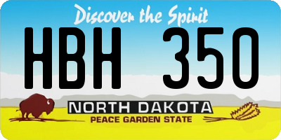 ND license plate HBH350