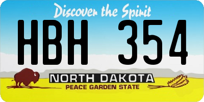 ND license plate HBH354