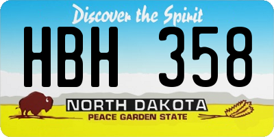 ND license plate HBH358