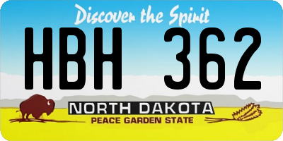 ND license plate HBH362