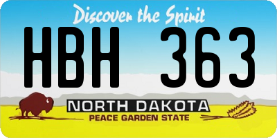 ND license plate HBH363