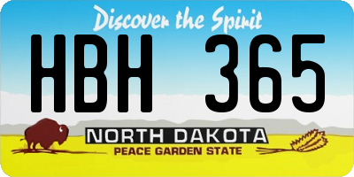 ND license plate HBH365