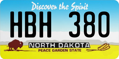 ND license plate HBH380