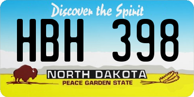 ND license plate HBH398