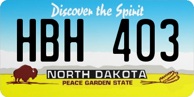 ND license plate HBH403