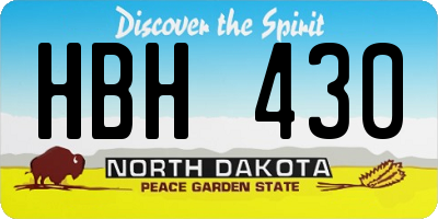 ND license plate HBH430