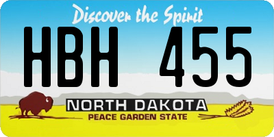 ND license plate HBH455