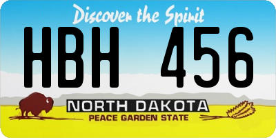 ND license plate HBH456