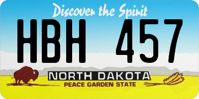 ND license plate HBH457