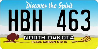 ND license plate HBH463