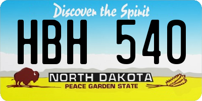 ND license plate HBH540