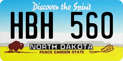 ND license plate HBH560