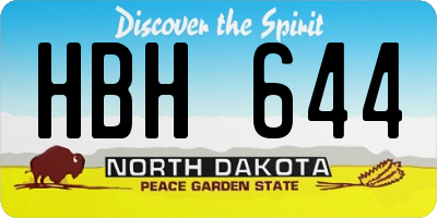 ND license plate HBH644