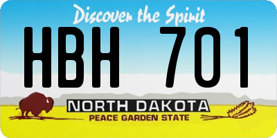 ND license plate HBH701