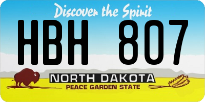 ND license plate HBH807
