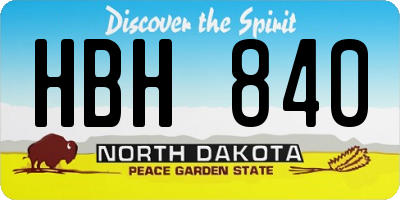 ND license plate HBH840