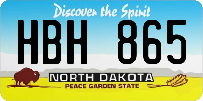 ND license plate HBH865