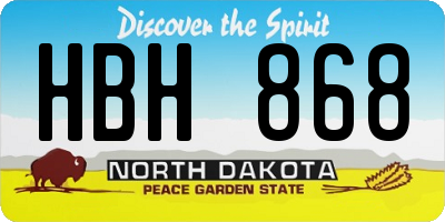 ND license plate HBH868