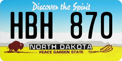 ND license plate HBH870