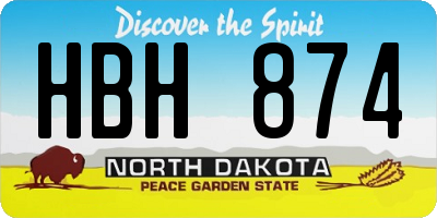 ND license plate HBH874