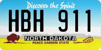 ND license plate HBH911