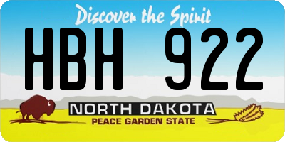 ND license plate HBH922