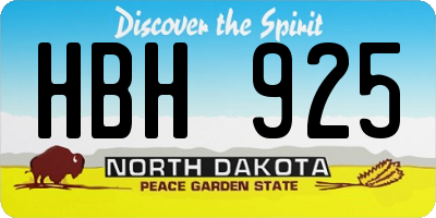 ND license plate HBH925