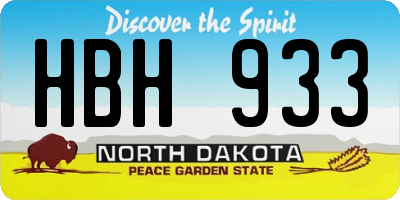 ND license plate HBH933