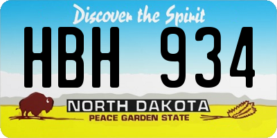 ND license plate HBH934