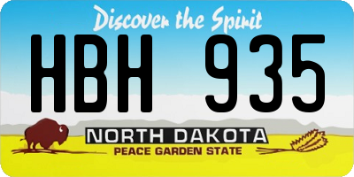 ND license plate HBH935