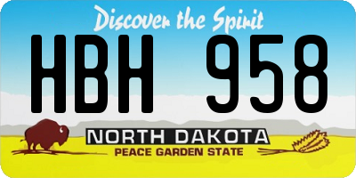 ND license plate HBH958