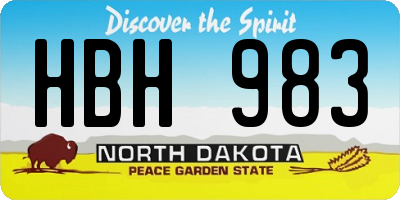 ND license plate HBH983